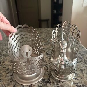 Bath & Body Works Silver Turkey Candle Holders - large and mid size